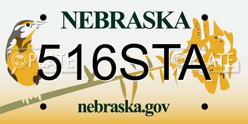 516STA Nebraska License Plate