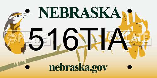 516TIA Nebraska License Plate