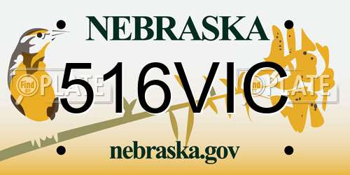 516VIC Nebraska License Plate