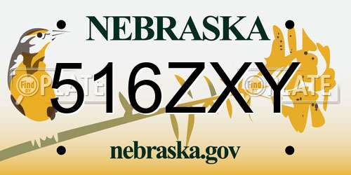 516ZXY Nebraska License Plate