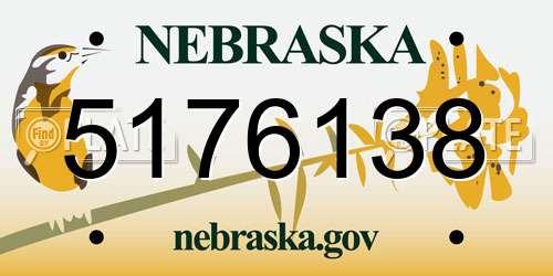 5176138 Nebraska License Plate