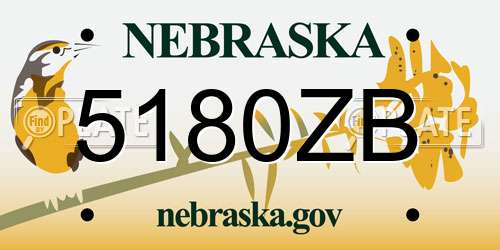 5180ZB Nebraska License Plate