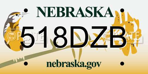 518DZB Nebraska License Plate