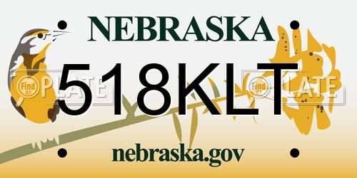 518KLT Nebraska License Plate