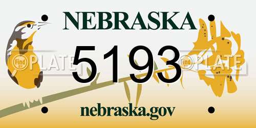 5193 Nebraska License Plate