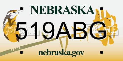 519ABG Nebraska License Plate