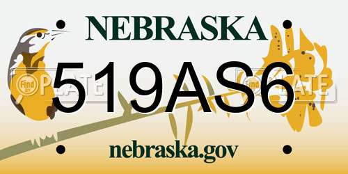 519AS6 Nebraska License Plate