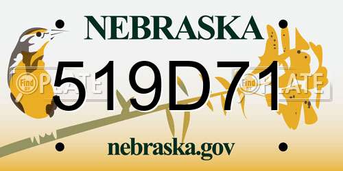 519D71 Nebraska License Plate