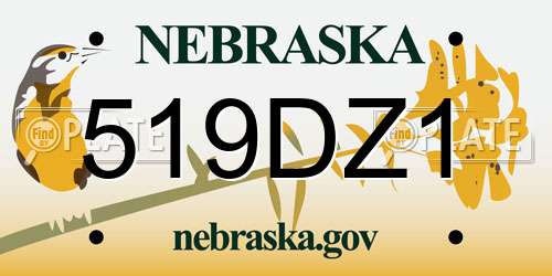519DZ1 Nebraska License Plate