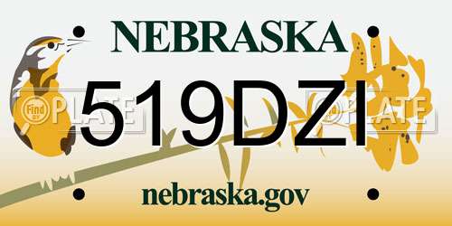519DZI Nebraska License Plate