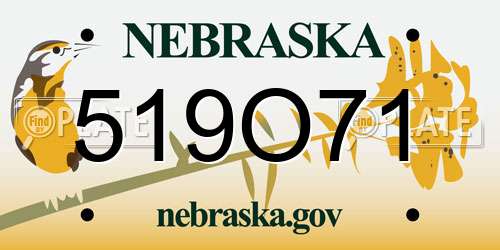 519O71 Nebraska License Plate