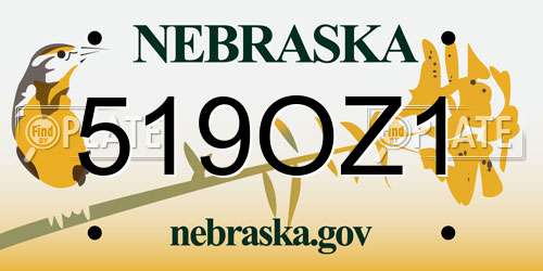 519OZ1 Nebraska License Plate