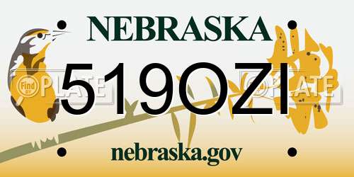 519OZI Nebraska License Plate