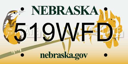 519WFD Nebraska License Plate