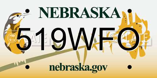 519WFO Nebraska License Plate