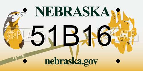 51B16 Nebraska License Plate