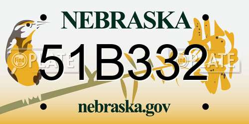 51B332 Nebraska License Plate