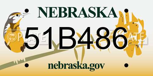 51B486 Nebraska License Plate