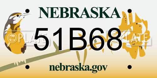 51B68 Nebraska License Plate
