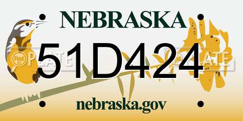 51D424 Nebraska License Plate