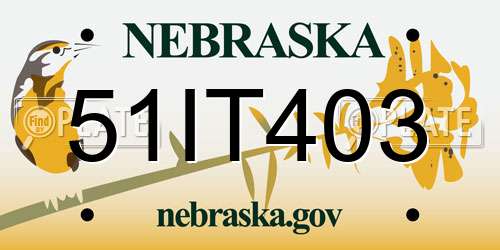51IT403 Nebraska License Plate