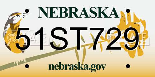 51ST729 Nebraska License Plate
