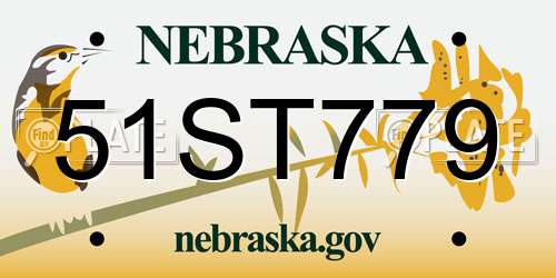 51ST779 Nebraska License Plate