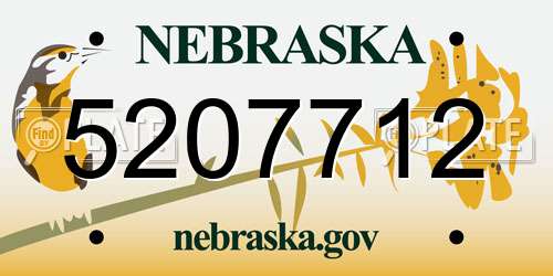 5207712 Nebraska License Plate