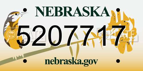 5207717 Nebraska License Plate