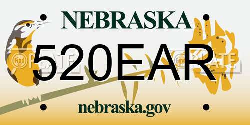 520EAR Nebraska License Plate
