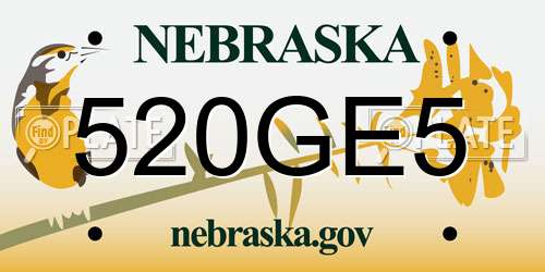 520GE5 Nebraska License Plate