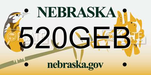 520GEB Nebraska License Plate