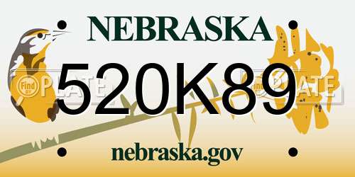 520K89 Nebraska License Plate