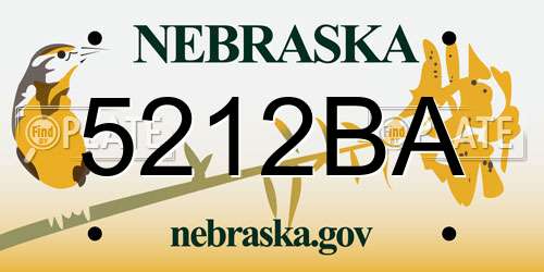 5212BA Nebraska License Plate