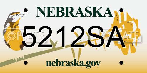 5212SA Nebraska License Plate