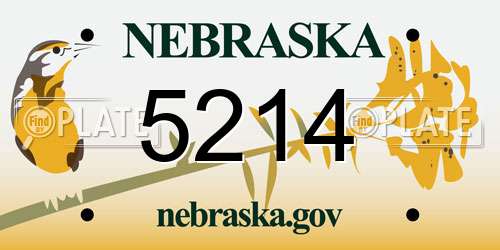 5214 Nebraska License Plate