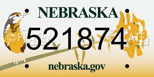 521874 Nebraska License Plate