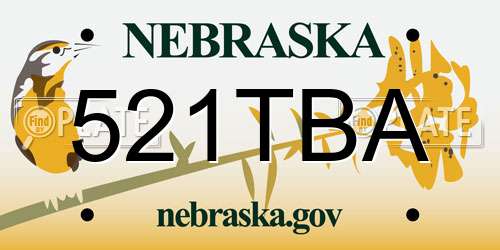521TBA Nebraska License Plate