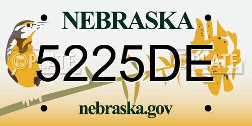5225DE Nebraska License Plate