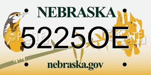 5225OE Nebraska License Plate