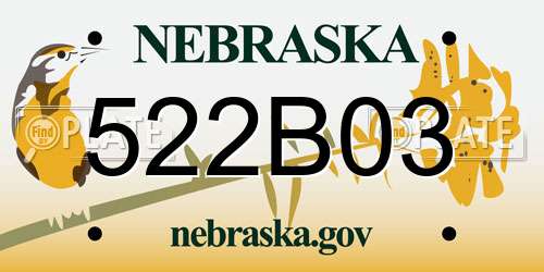 522B03 Nebraska License Plate