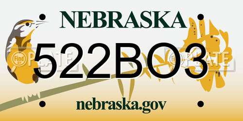 522BO3 Nebraska License Plate
