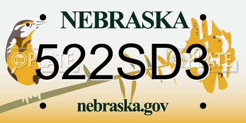 522SD3 Nebraska License Plate