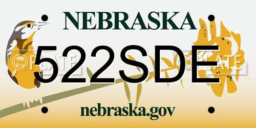 522SDE Nebraska License Plate