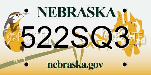 522SQ3 Nebraska License Plate