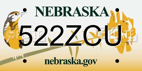522ZCU Nebraska License Plate