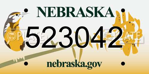 523042 Nebraska License Plate