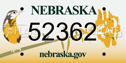 52362 Nebraska License Plate