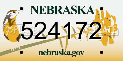 524172 Nebraska License Plate