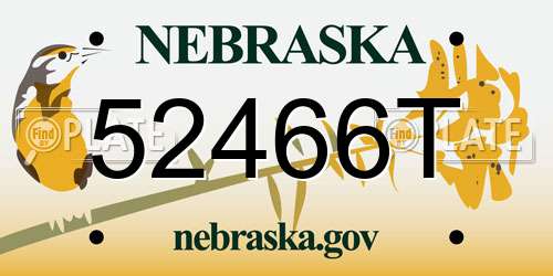 52466T Nebraska License Plate